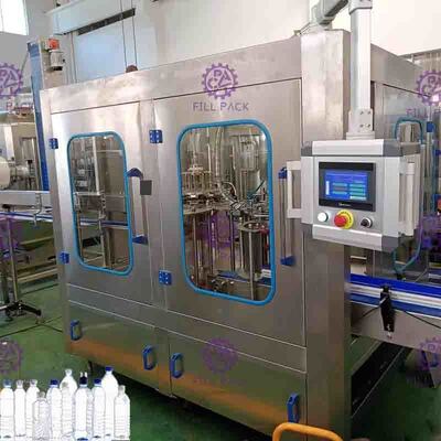 Automatische 3 in 1 Tafelwasser-Füllmaschine PLC-Touch Screen 12 Köpfen