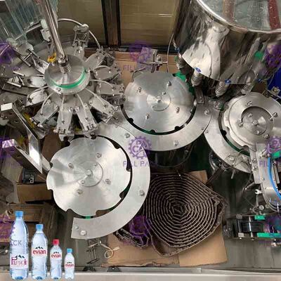 Automatische 3 in 1 Tafelwasser-Füllmaschine PLC-Touch Screen 12 Köpfen