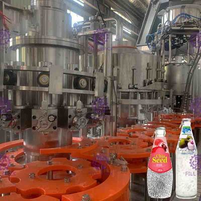 Automatische 3 in 1 Massen-Körnchen orange Juice Beverage Filling Equipment mit Zug Ring Cap