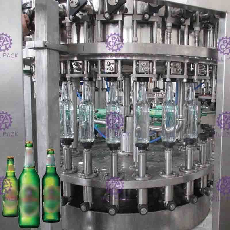 3 in 1 Glasflaschen-Bier-waschender füllender mit einer Kappe bedeckender Fertigungsstraße mit Kronen-Kappe
